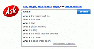 Suggestions at Ask.com for "what is"